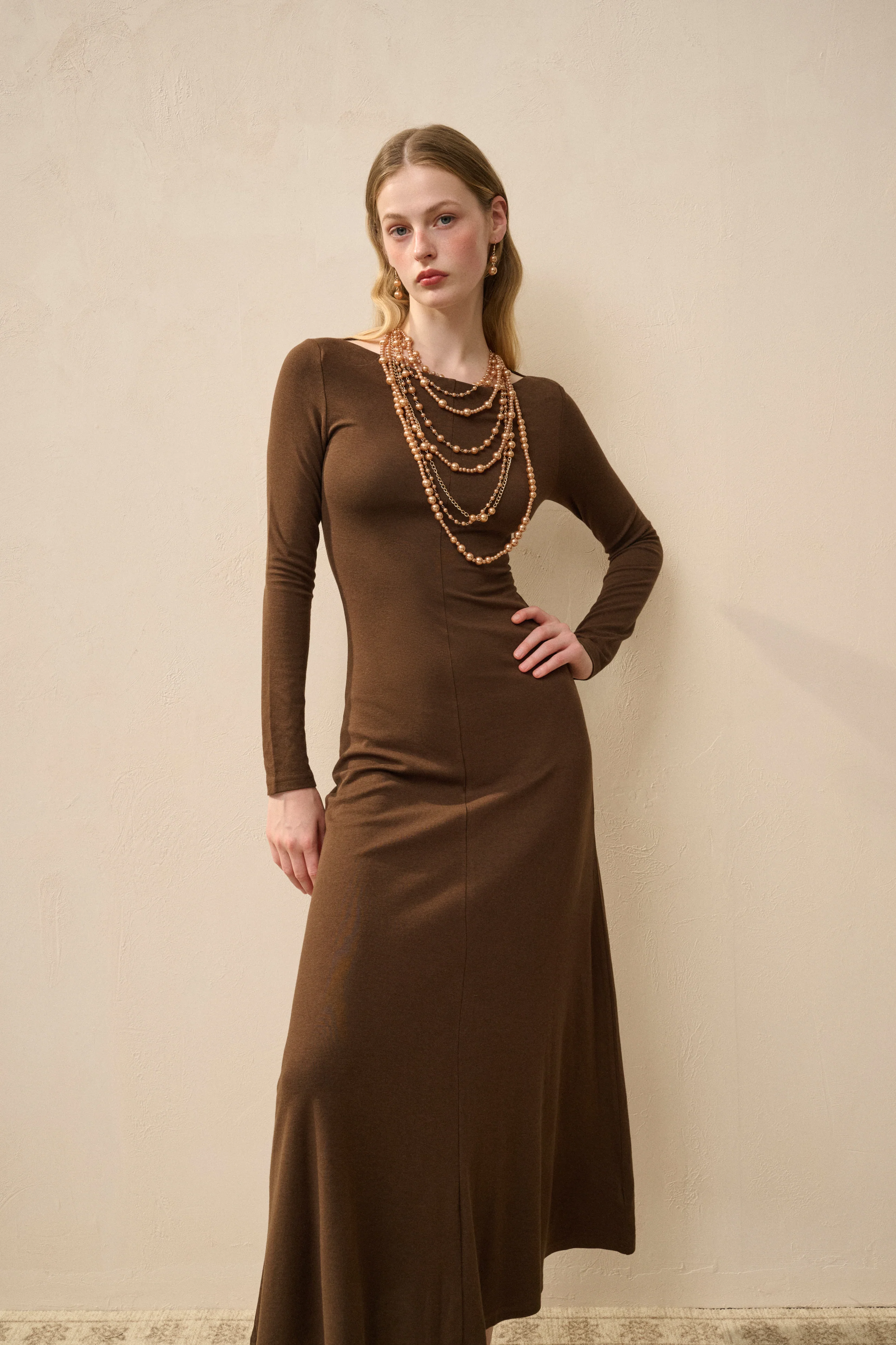 Long sleeve fit and flare dress