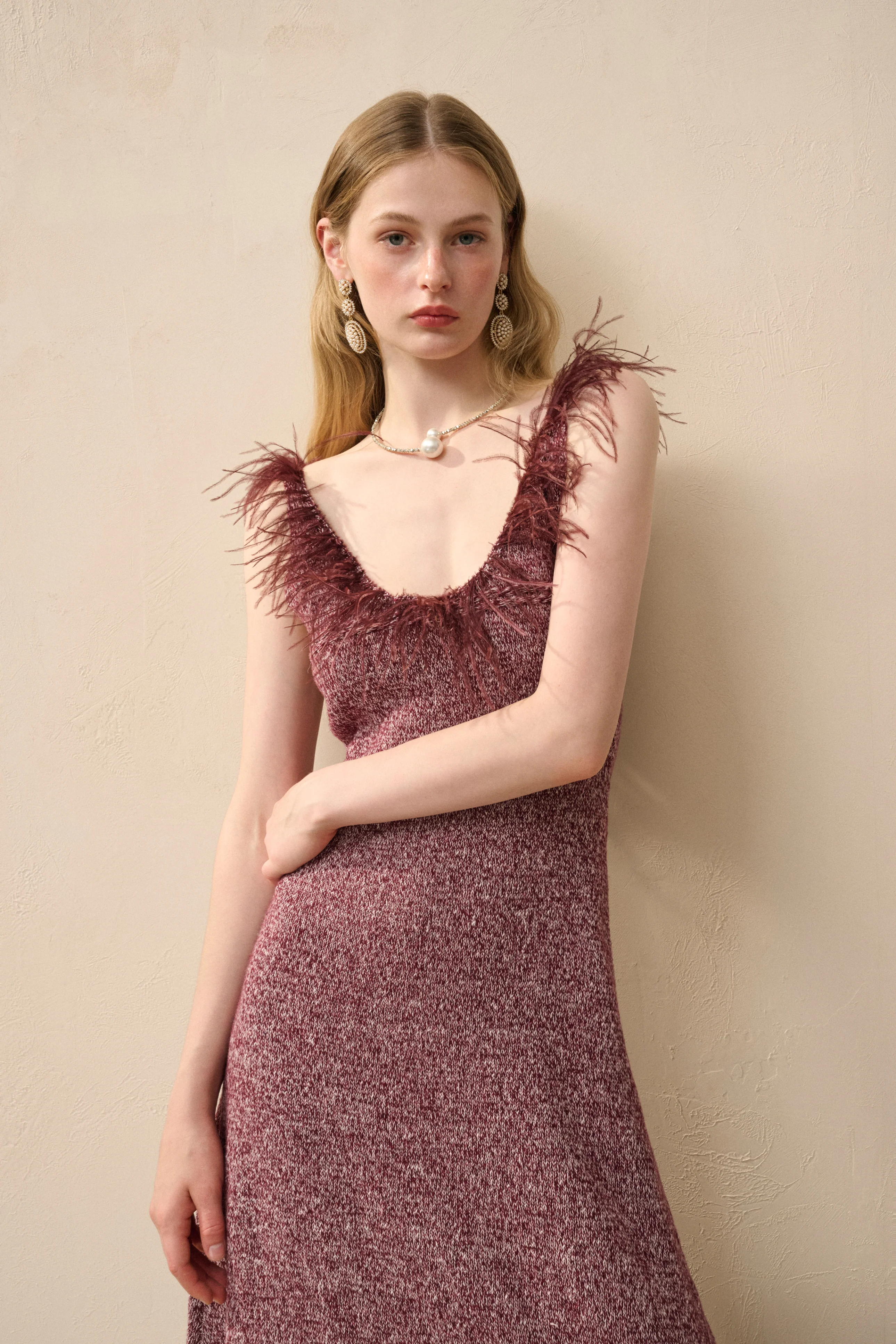 Scoop neck cotton wool dress