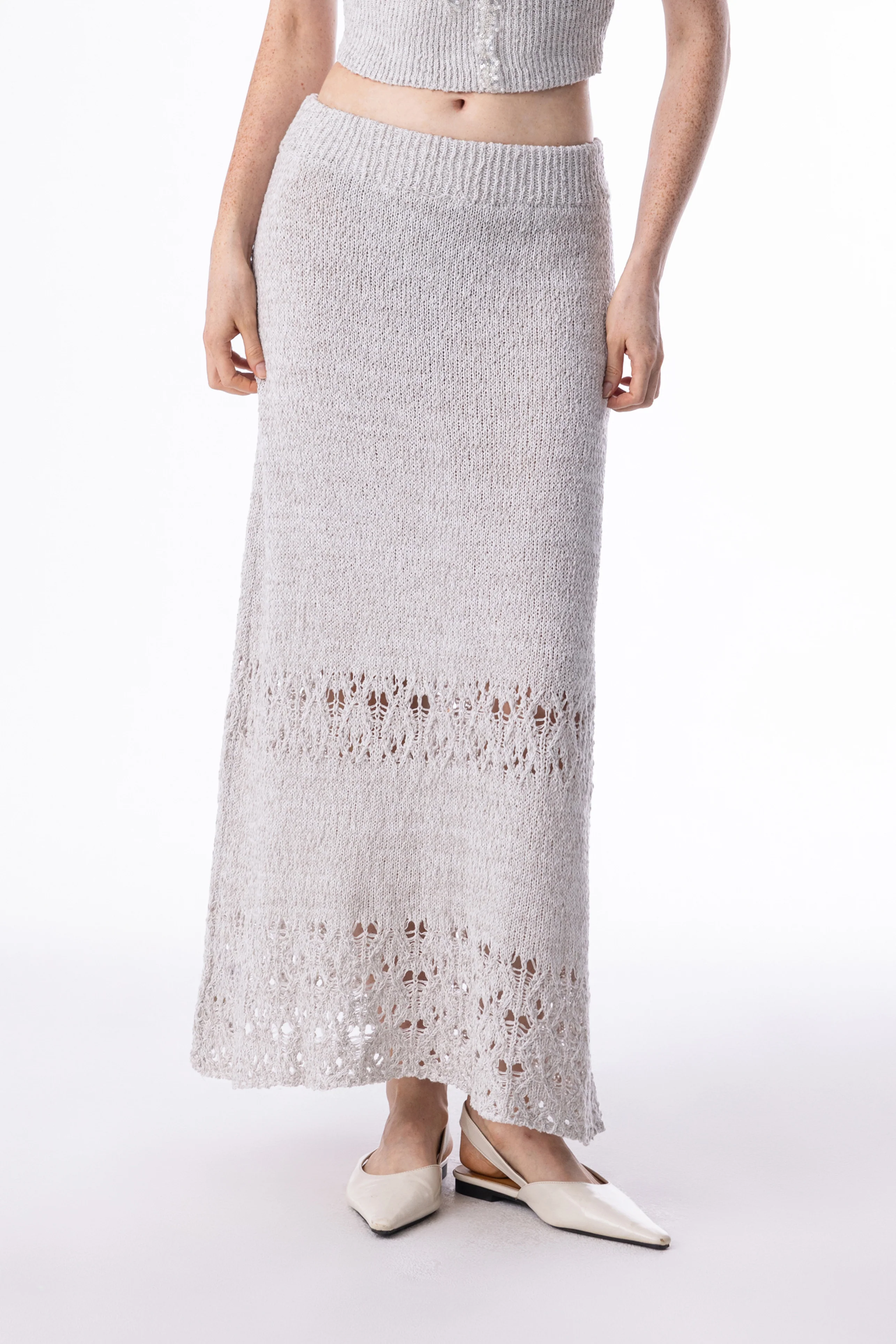Lightweight openwork maxi skirt