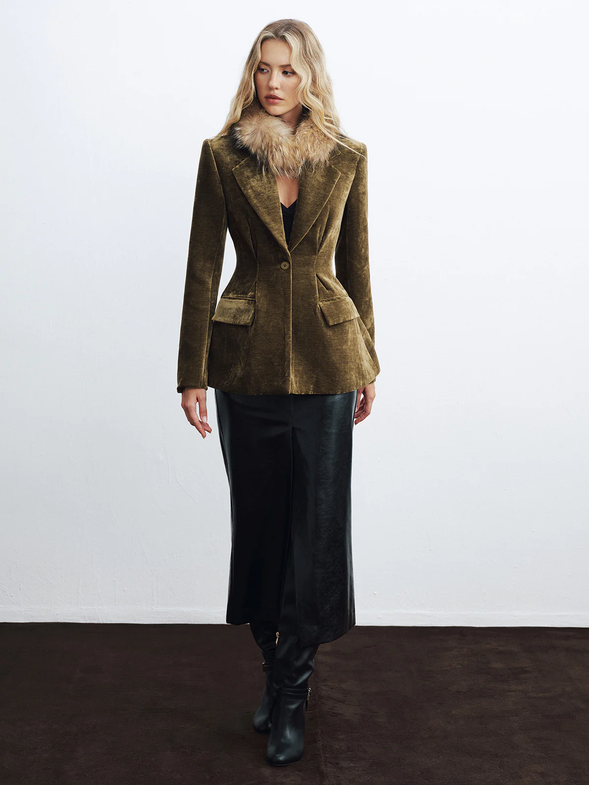 Velvet Single Button Blazer