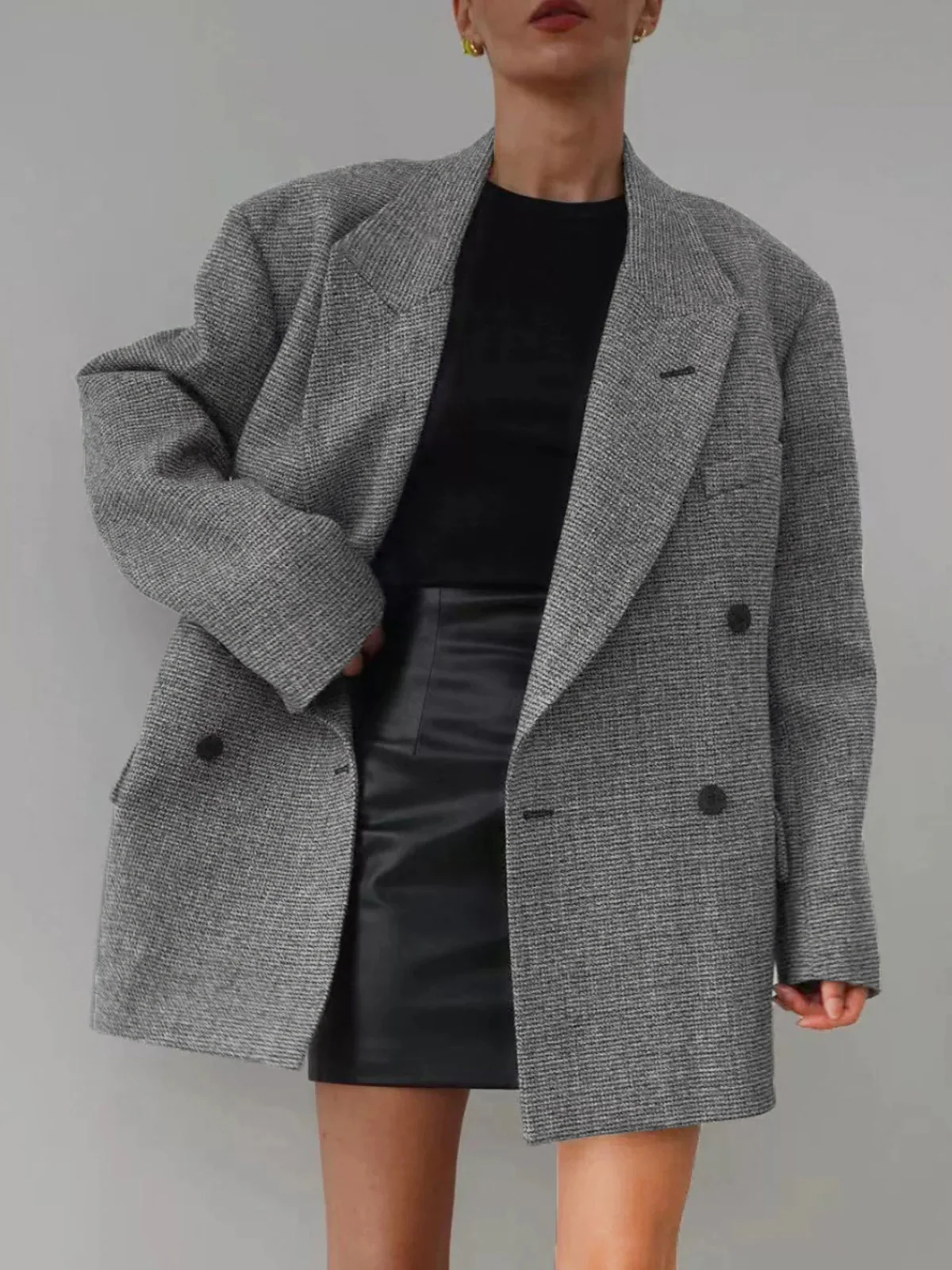 Wool-Blend Plaid Belted Blazer